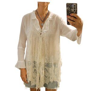 Free People x Tricia Fix Blouse Women S Boho Chic Whimsical Renaissance Medieval